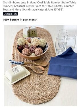 Amazon Natural Jute Braided Oval Table Runner